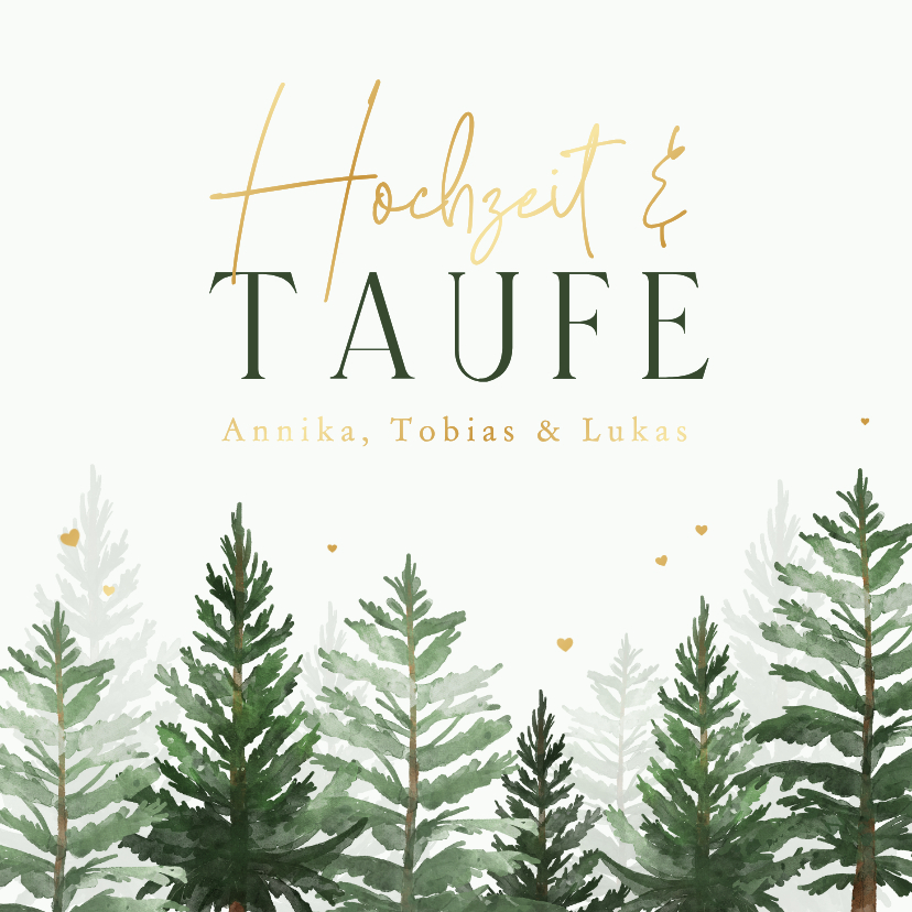 Traufe-Einladungskarte Tannenbäume Winter - Hochzeitskarten Hochzeitskarten - Traufe-Einladungskarte Tannenbäume Winter
