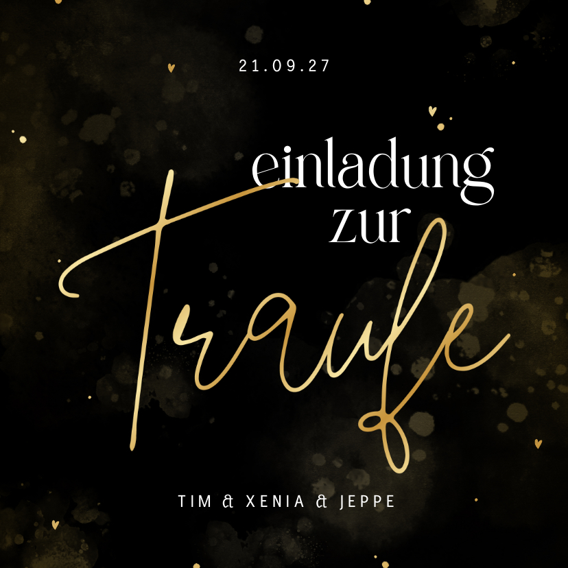 Traufe Einladungskarte 'We say yes' schwarz-gold - Hochzeitskarten Hochzeitskarten - Traufe Einladungskarte 'We say yes' schwarz-gold