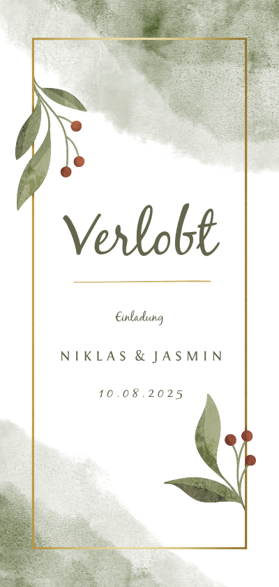 Hochzeitskarten - Verlobungskarte Aquarell & Zweige