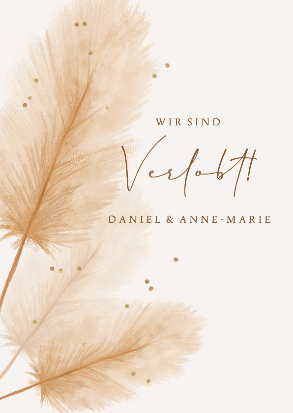 Hochzeitskarten - Verlobungskarte Bohemien Hochzeit Pampasgras