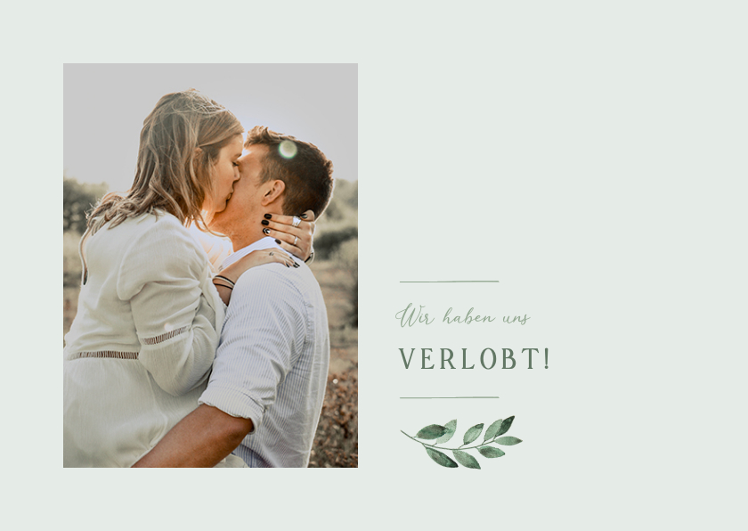 Hochzeitskarten - Verlobungskarte Foto & grüner Zweig