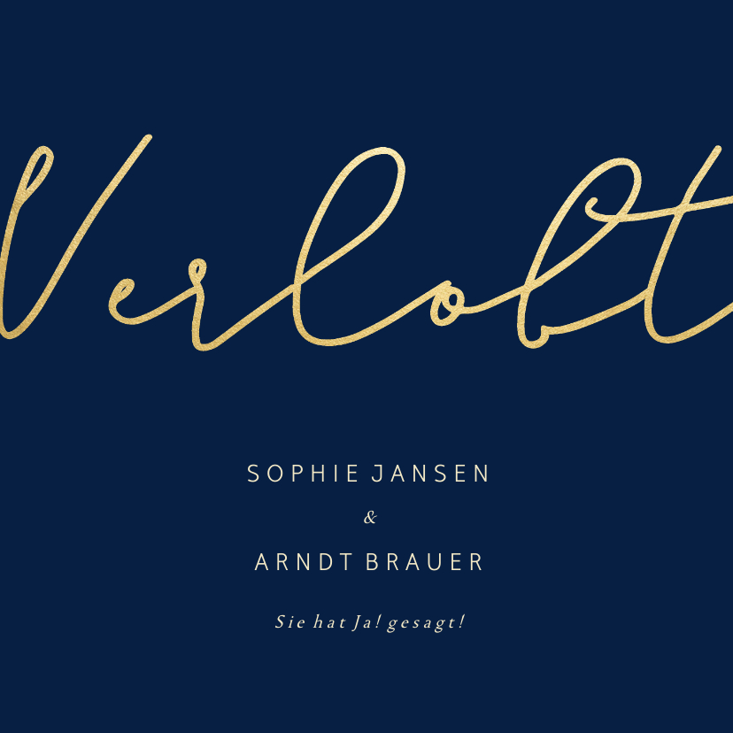 Hochzeitskarten - Verlobungskarte Goldene Schrift