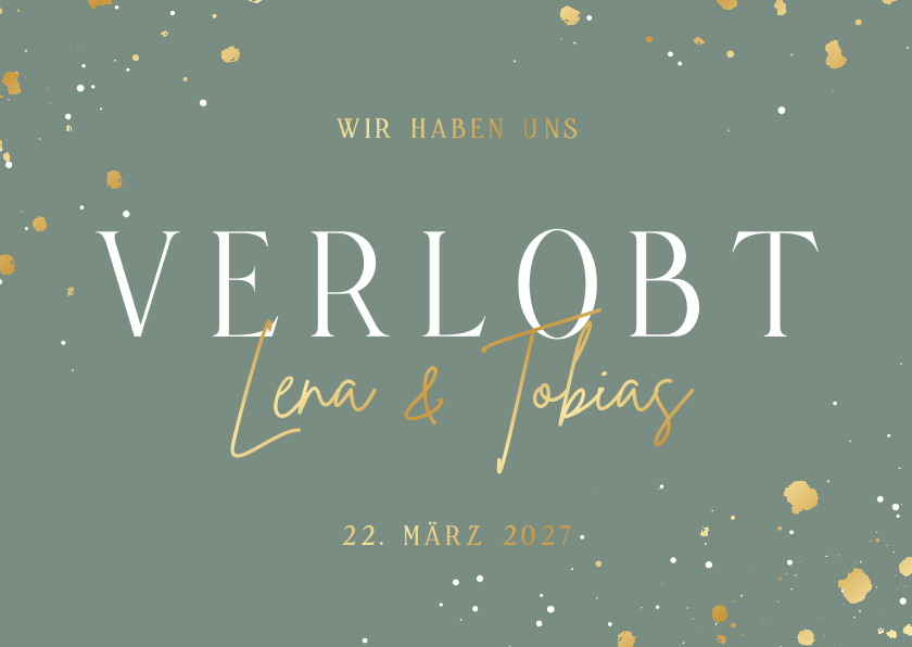 Hochzeitskarten - Verlobungskarte Goldtupfen