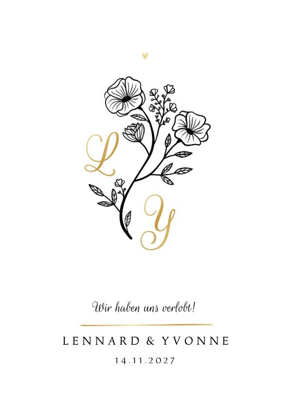 Hochzeitskarten - Verlobungskarte Illustration klassisch