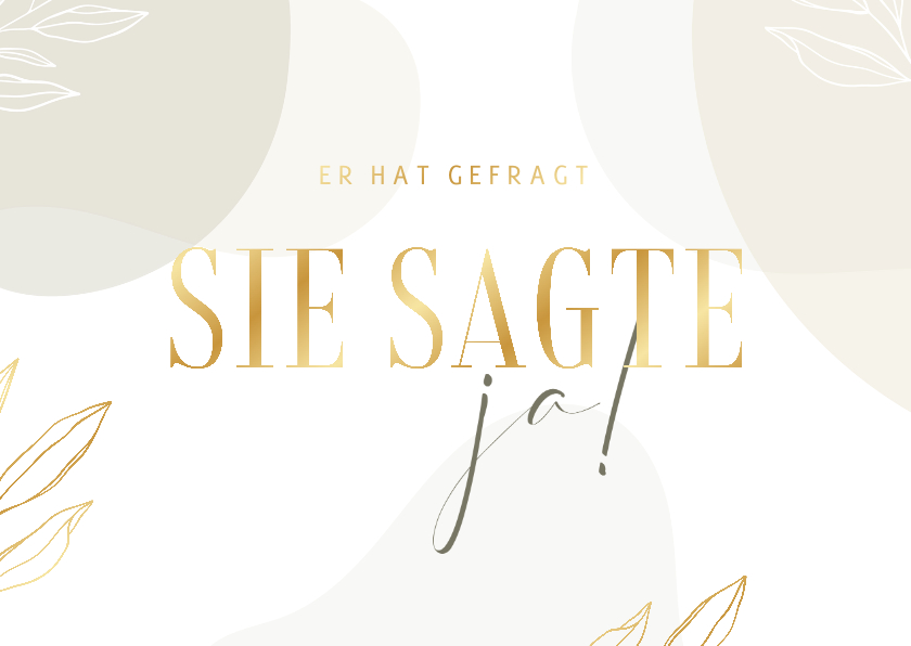 Hochzeitskarten - Verlobungskarte 'Sie sagte ja!' elegant & abstrakt