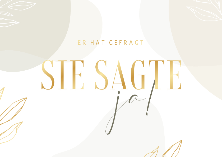 Hochzeitskarten - Verlobungskarte 'Sie sagte ja!' elegant & abstrakt