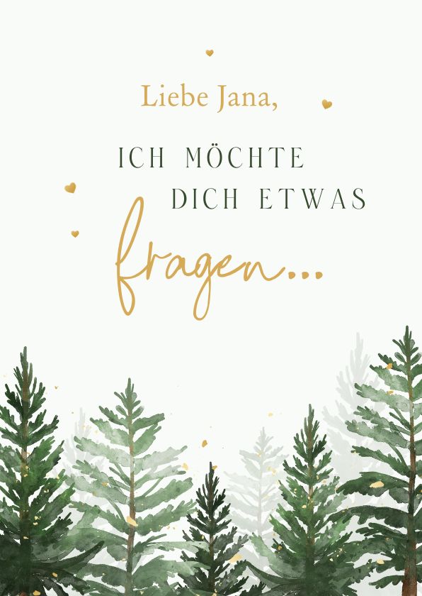 Hochzeitskarten - Winter Hochzeit Karte Trauzeugin fragen Tannenbäume