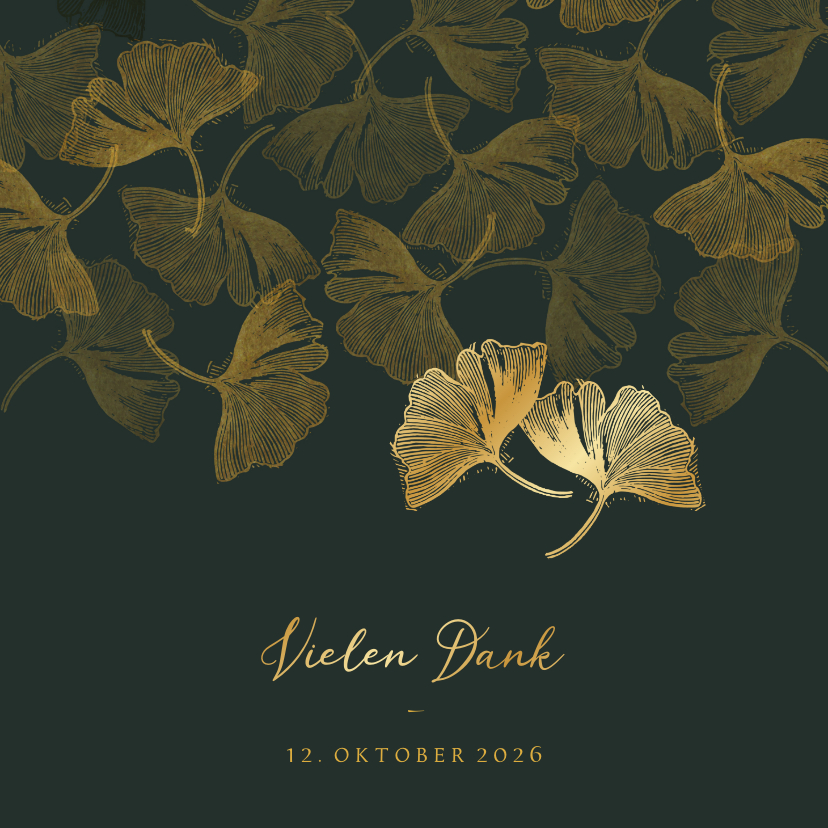 Danksagung Goldene Hochzeit Ginkgoblätter - Jubiläumskarten Jubiläumskarten - Danksagung Goldene Hochzeit Ginkgoblätter
