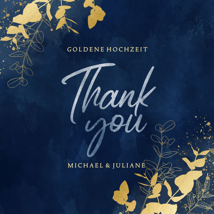 Jubiläumskarten - Danksagung Goldene Hochzeit 'Thank you'