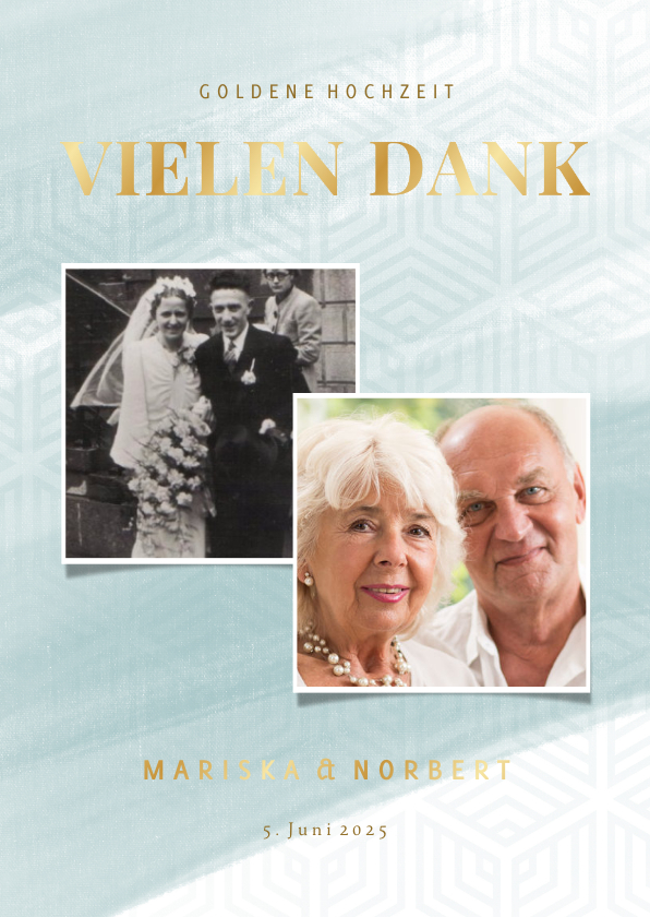 Jubiläumskarten - Danksagungskarte Goldene Hochzeit 2 Fotos