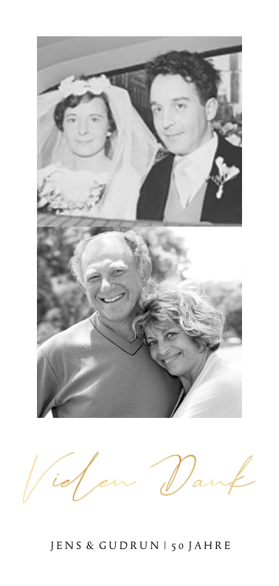 Jubiläumskarten - Danksagungskarte Hochzeitstag 2 Fotos