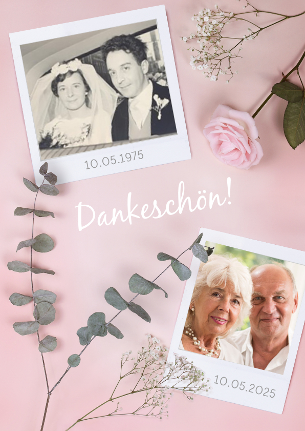 Jubiläumskarten - Danksagungskarte Hochzeitstag Fotos & Rose