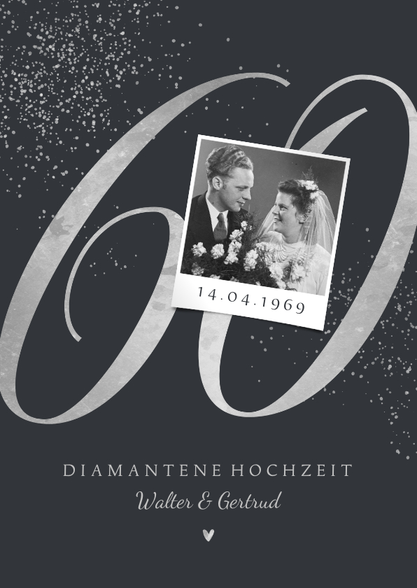 Jubiläumskarten - Diamantene Hochzeit Einladungskarte große 60 