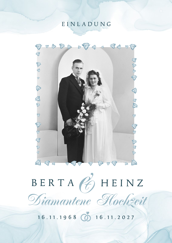Jubiläumskarten - Einladung Diamantene Hochzeit mit Foto
