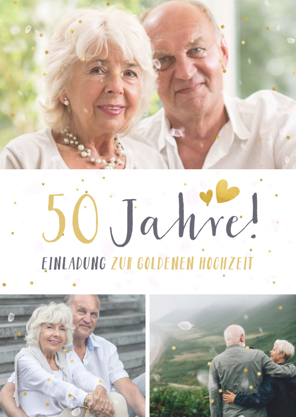 Jubiläumskarten - Einladung Goldene Hochzeit Fotocollage