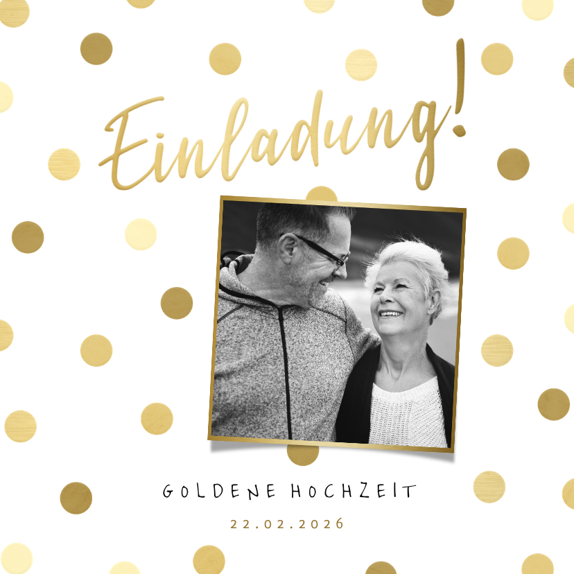 Jubiläumskarten - Einladung Goldene Hochzeit mit Foto und Punkten