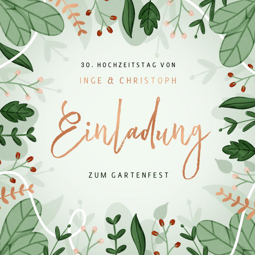Jubiläumskarten - Einladung Jubiläumsfeier Hochzeitstag botanisch