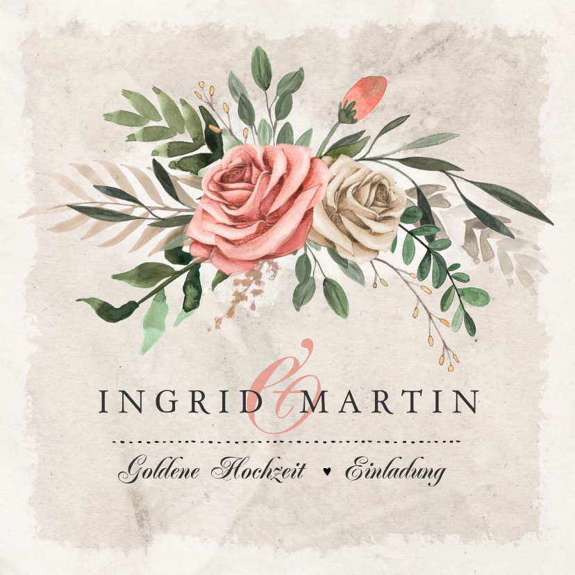 Jubiläumskarten - Einladung zum Hochzeitsjubiläum Rosenstrauß