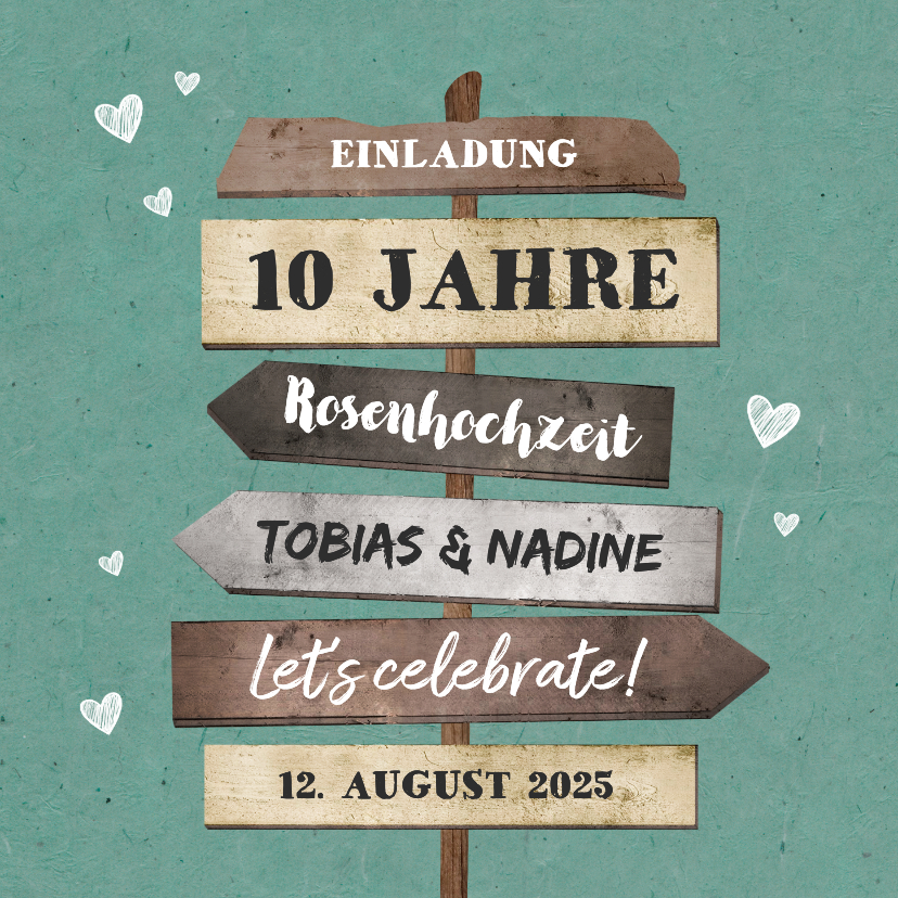 Einladung zum Hochzeitsjubiläum Schilder & Lichter grün - Jubiläumskarten Jubiläumskarten - Einladung zum Hochzeitsjubiläum Schilder & Lichter grün