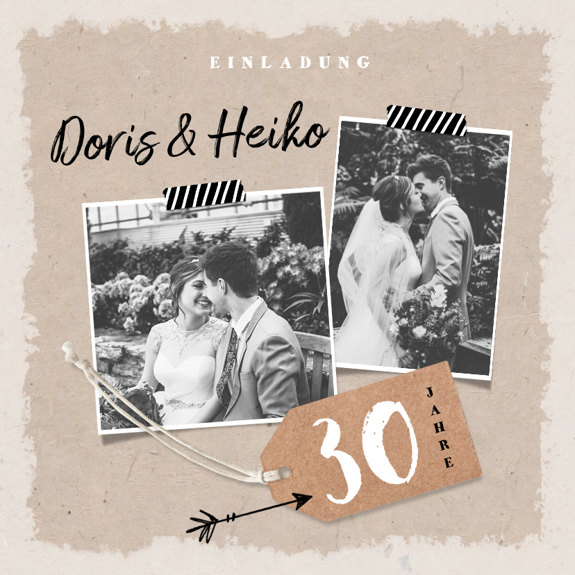 Jubiläumskarten - Einladung zum Hochzeitstag Fotos Kraftpapier