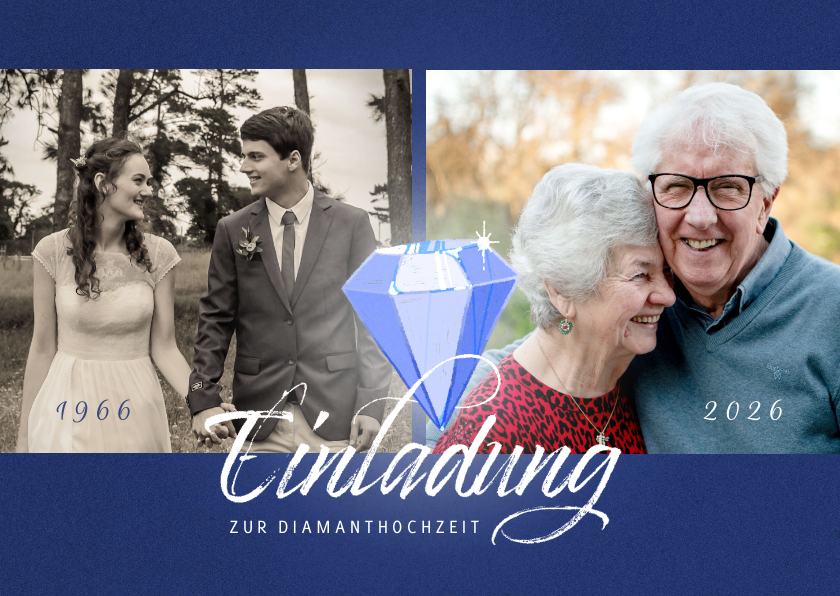 Jubiläumskarten - Einladung zur Diamanthochzeit mit Fotos