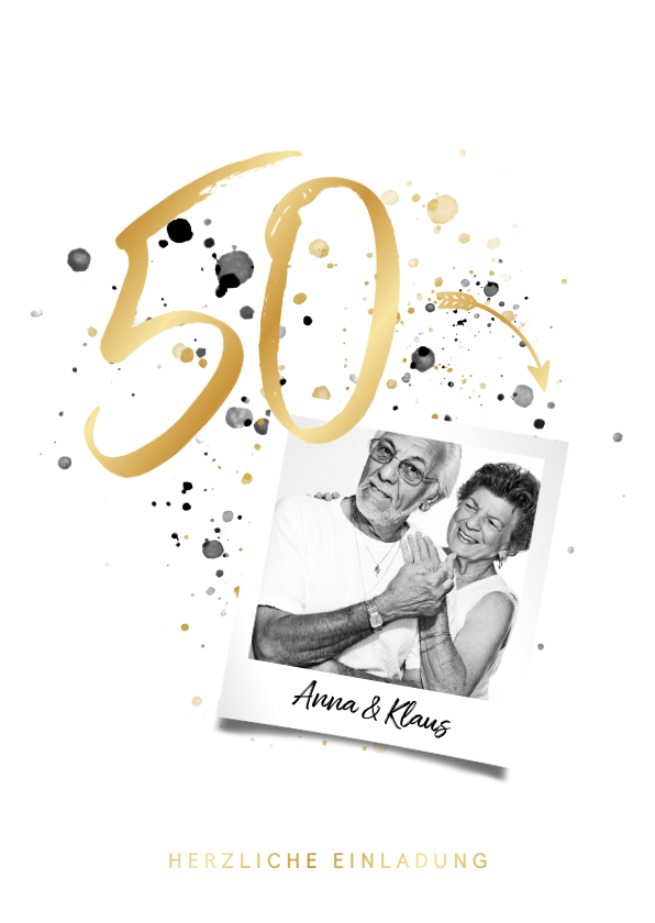 Jubiläumskarten - Einladung zur goldenen Hochzeit 50 mit Foto