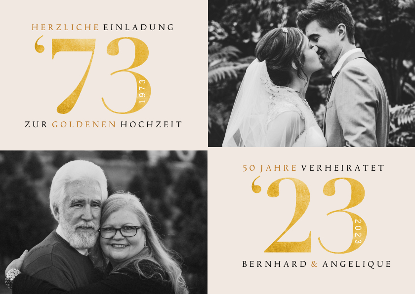Jubiläumskarten - Einladung zur goldenen Hochzeit Fotos 1973-2023