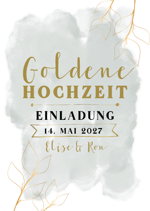 Jubiläumskarten - Einladung zur goldenen Hochzeit mit Blüten