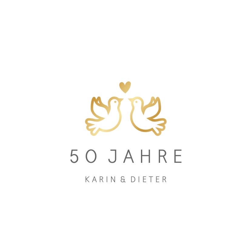 Einladung zur goldenen Hochzeit mit Tauben gold - Jubiläumskarten Jubiläumskarten - Einladung zur goldenen Hochzeit mit Tauben gold
