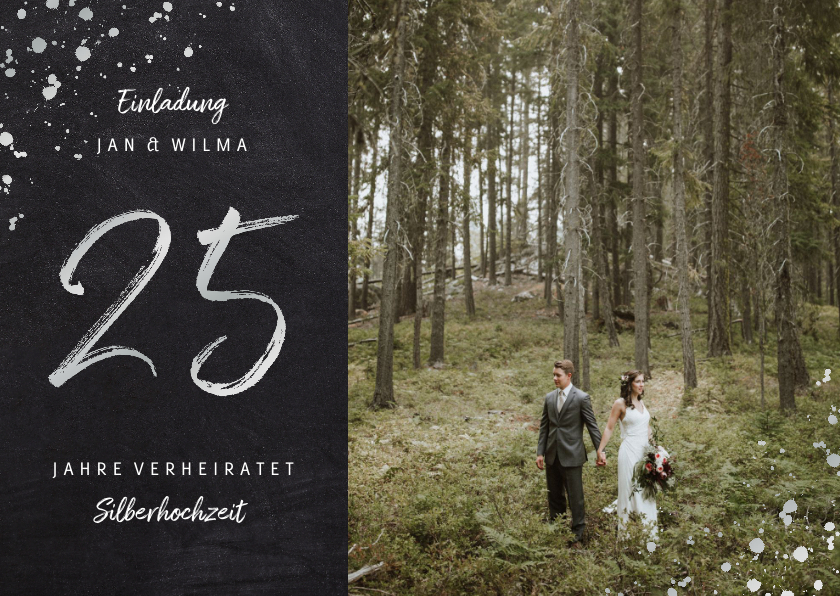 Jubiläumskarten - Einladung zur Silberhochzeit mit 25 und Foto