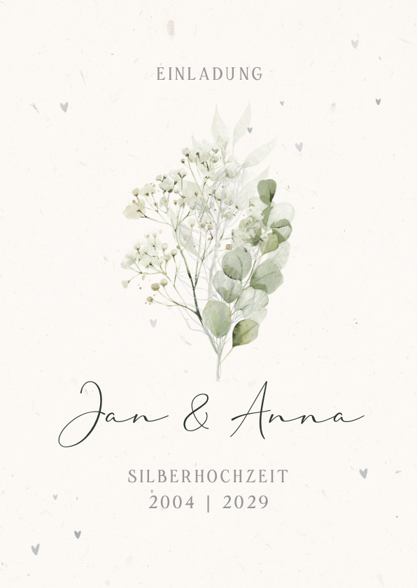 Jubiläumskarten - Einladung zur Silberhochzeit Trockenblumen