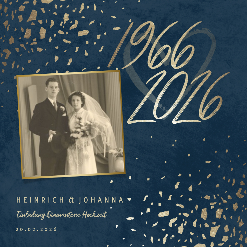 Jubiläumskarten - Einladungskarte Diamantene Hochzeit 1966-2026