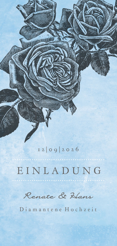 Einladungskarte Diamantene Hochzeit Rosen - Jubiläumskarten Jubiläumskarten - Einladungskarte Diamantene Hochzeit Rosen