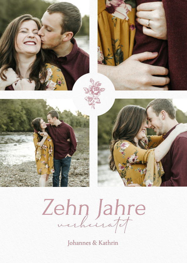 Einladungskarte Hochzeitsjubiläum 10 Jahre Rosenhochzeit - Jubiläumskarten Jubiläumskarten - Einladungskarte Hochzeitsjubiläum 10 Jahre Rosenhochzeit