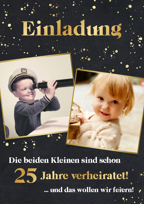 Einladungskarte Hochzeitsjubiläum Fotocollage Die Kleinen - Jubiläumskarten Jubiläumskarten - Einladungskarte Hochzeitsjubiläum Fotocollage Die Kleinen