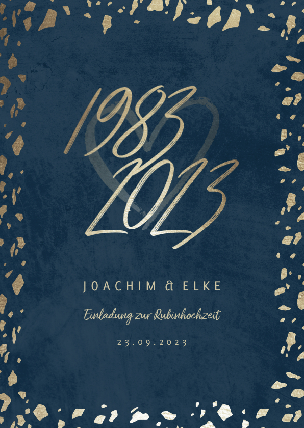 Jubiläumskarten - Einladungskarte Rubinhochzeit 1983-2023