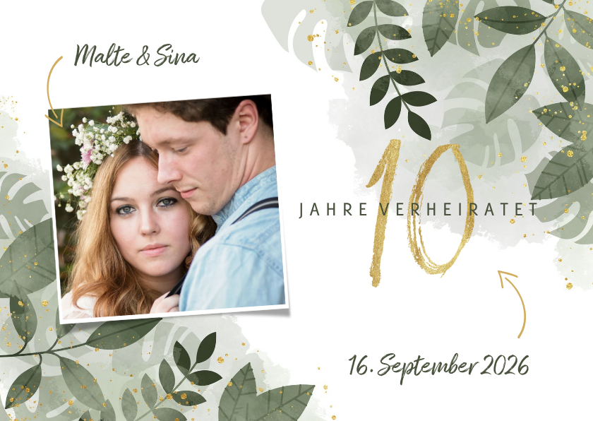 Einladungskarte zum 10. Hochzeitstag mit Foto - Jubiläumskarten Jubiläumskarten - Einladungskarte zum 10. Hochzeitstag mit Foto