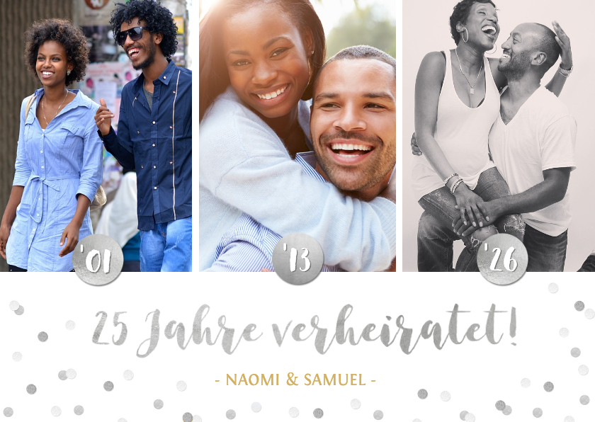 Einladungskarte zur Silberhochzeit mit Fotocollage - Jubiläumskarten Jubiläumskarten - Einladungskarte zur Silberhochzeit mit Fotocollage