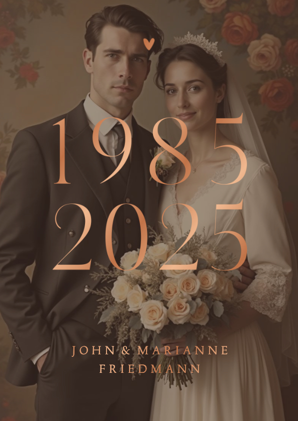 Foto-Jubiläumskarte Einladung Hochzeitstag 40 Jahre Kupfer - Jubiläumskarten Jubiläumskarten - Foto-Jubiläumskarte Einladung Hochzeitstag 40 Jahre Kupfer
