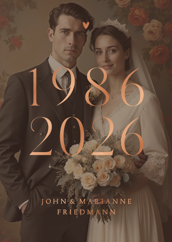 Jubiläumskarten - Foto-Jubiläumskarte Einladung Hochzeitstag 40 Jahre Kupfer