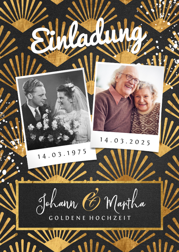 Jubiläumskarten - Goldene Hochzeit Einladung Fotos & Golddekor