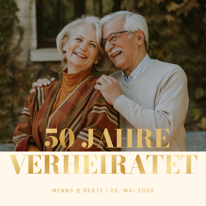 Jubiläumskarten - Goldene Hochzeit Fotokarte Einladung 50 Jahre verheiratet