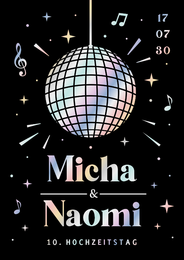 Jubiläumskarten - Jubiläums 10. Hochzeitstag Discokugel Party