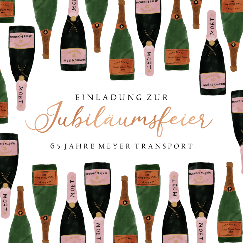Jubiläumskarte Firma Champagnerflaschen - Jubiläumskarten Jubiläumskarten - Jubiläumskarte Firma Champagnerflaschen