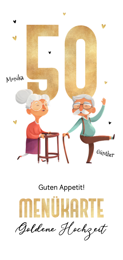 Menükarte Goldene Hochzeit lustig - Jubiläumskarten Jubiläumskarten - Menükarte Goldene Hochzeit lustig