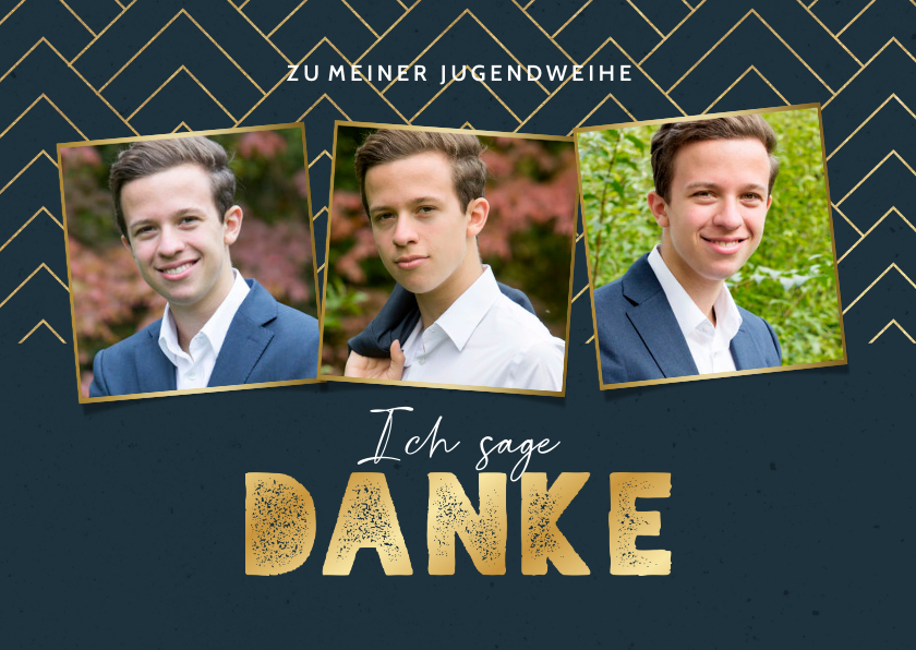 Jugendweihekarten - Dankeskarte Jugendweihe Fotos grafisch blau