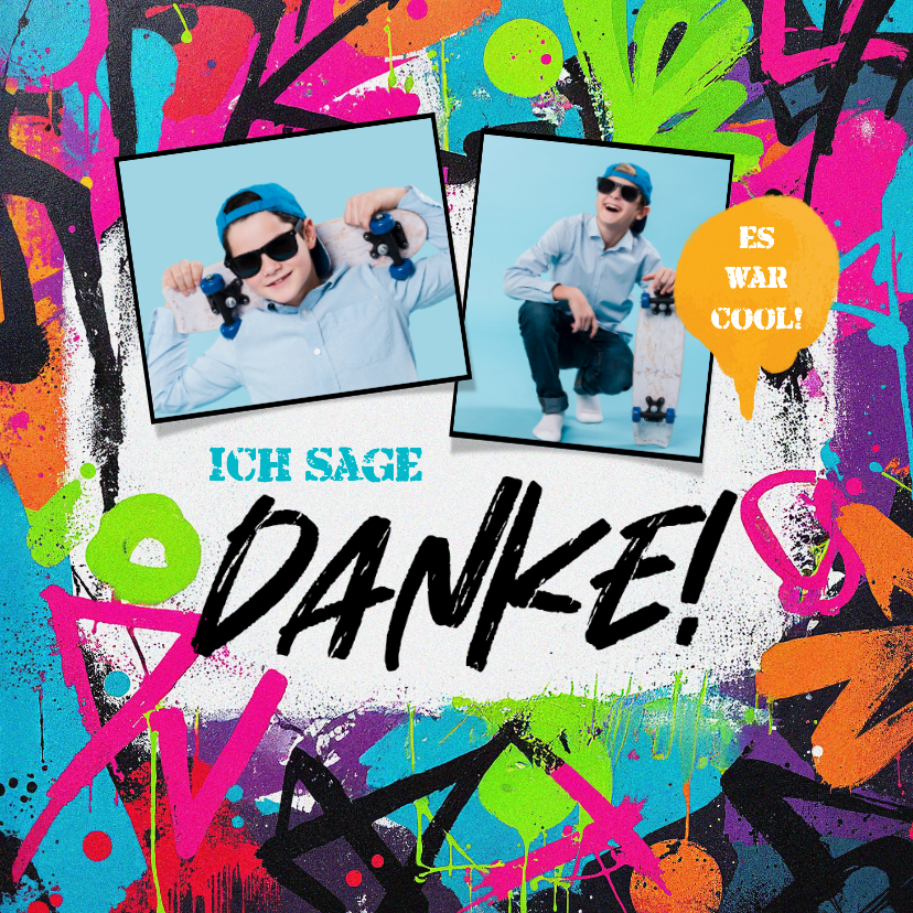Jugendweihekarten - Dankeskarte Jugendweihe Fotos & Buntes Graffiti