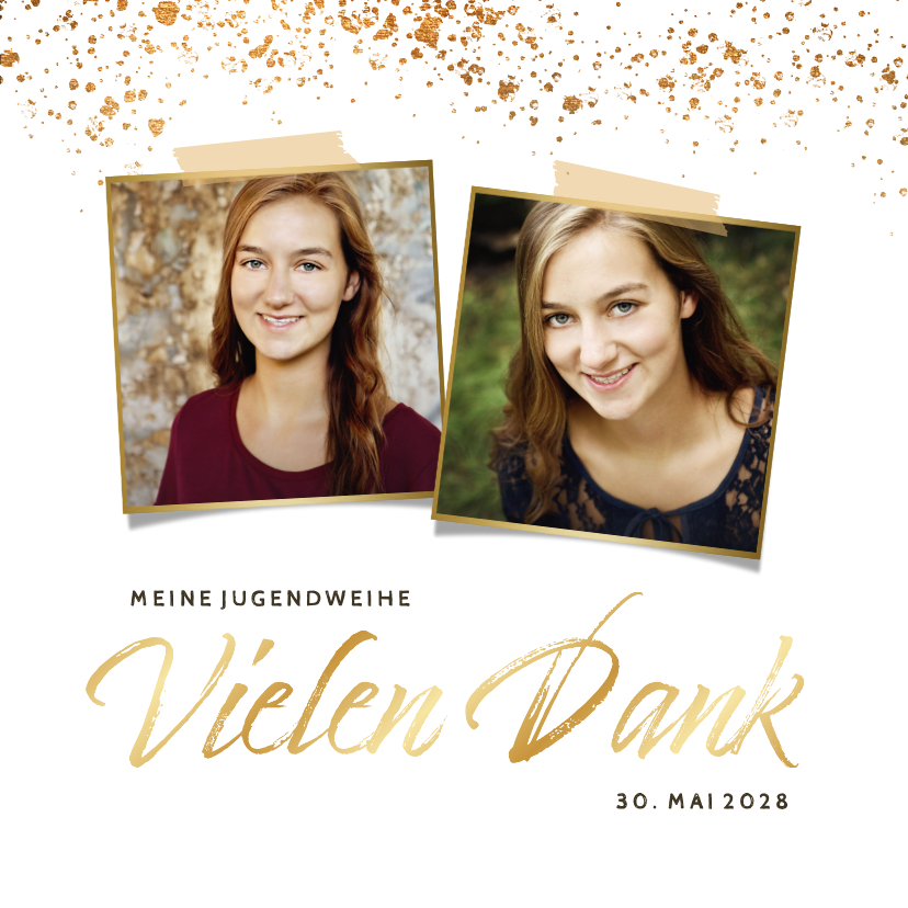 Jugendweihekarten - Danksagung Jugendweihe Goldsprenkel Fotos
