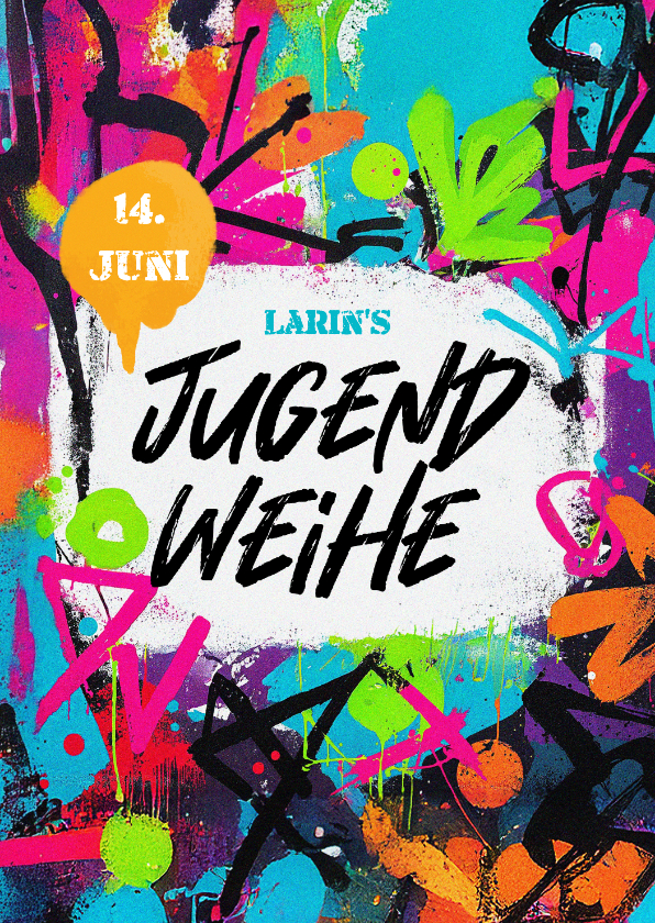 Jugendweihekarten - Einladung Jugendweihe Buntes Graffiti