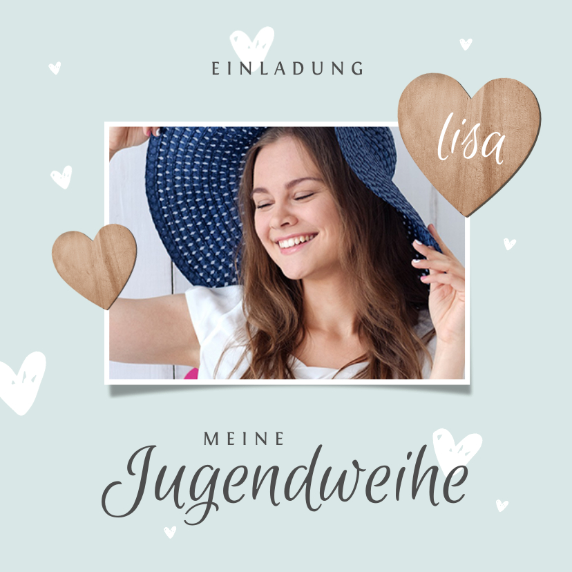 Jugendweihekarten - Einladung Jugendweihe Foto & Herzen